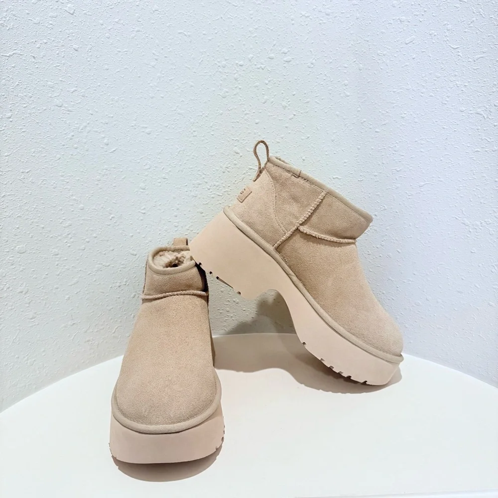 UGG Classic Ultra Mini New Heights Beige Women’s Boots Size 10 NWT